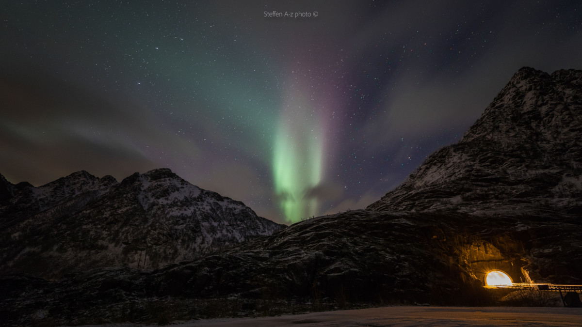 Nordlichter in Straumnes, Norwegen. Dezember 2016